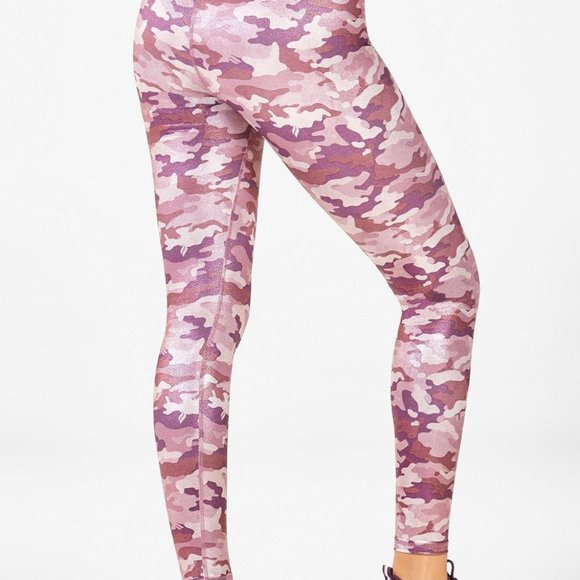 Fabletics Printed Powerhold Pink Leggings Size S/M - Picture 1 of 6